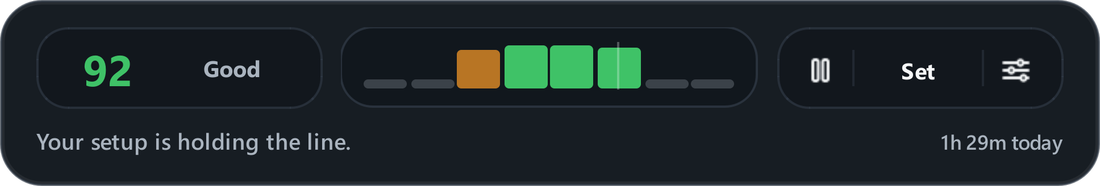 The Cue companion panel showing a 92 score labelled Good.